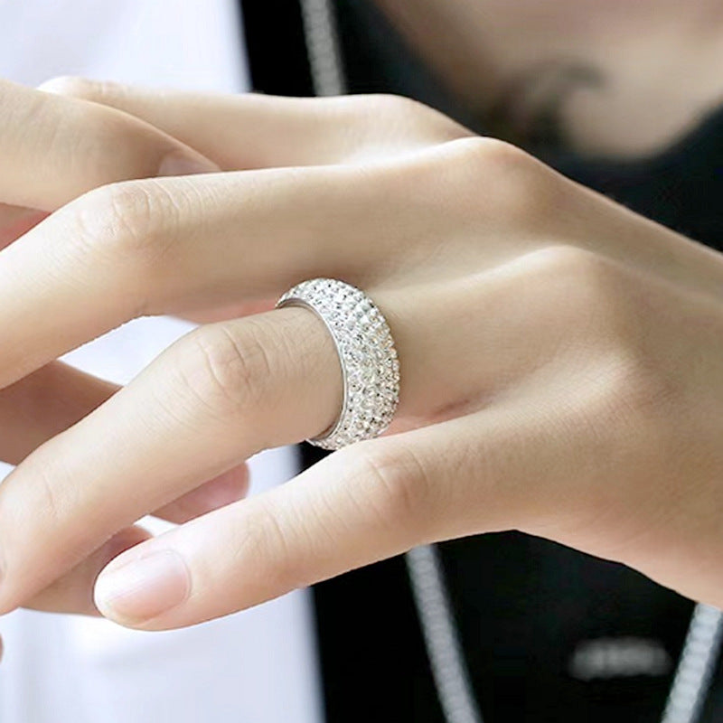 Wholesale  Five Row Diamond Arc Titanium Steel Ring