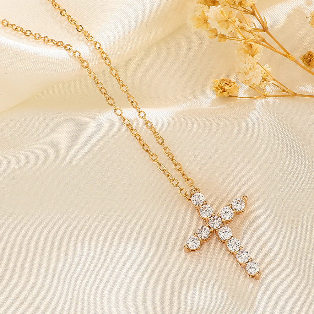 Wholesale Zircon Virgin Cross Necklace ACC-NE-MY004