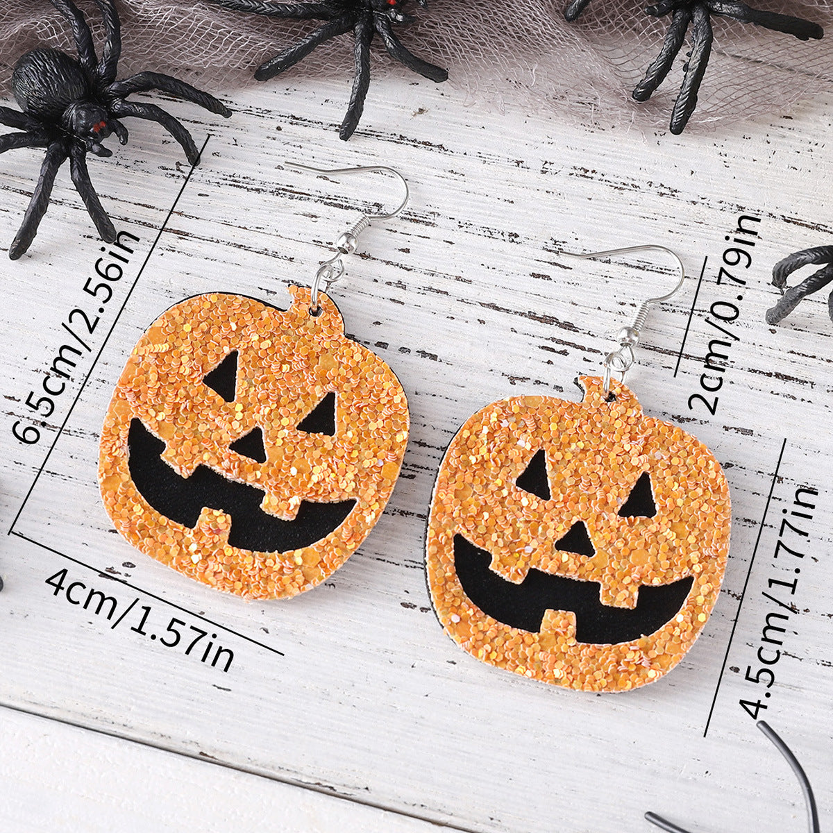 Wholesale Halloween grimace pumpkin sequins pendant earrings
