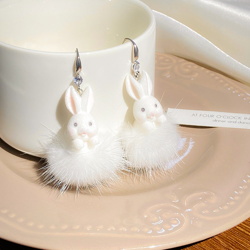 Wholesale Cute Easter Stainless Steel Openwork Bunny Earrings