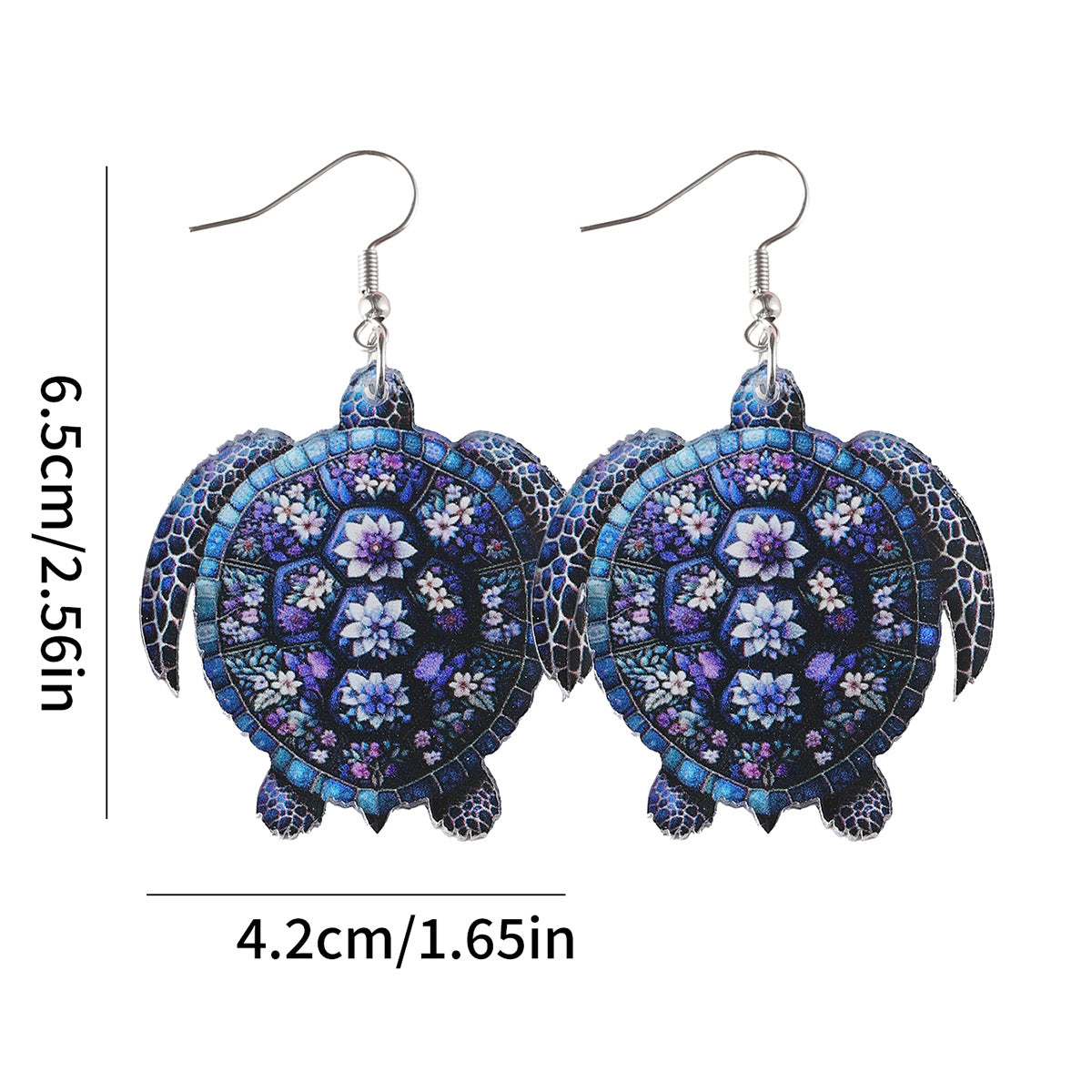 Wholesale Ocean Style Blue Purple Flower Turtle Acrylic Earrings