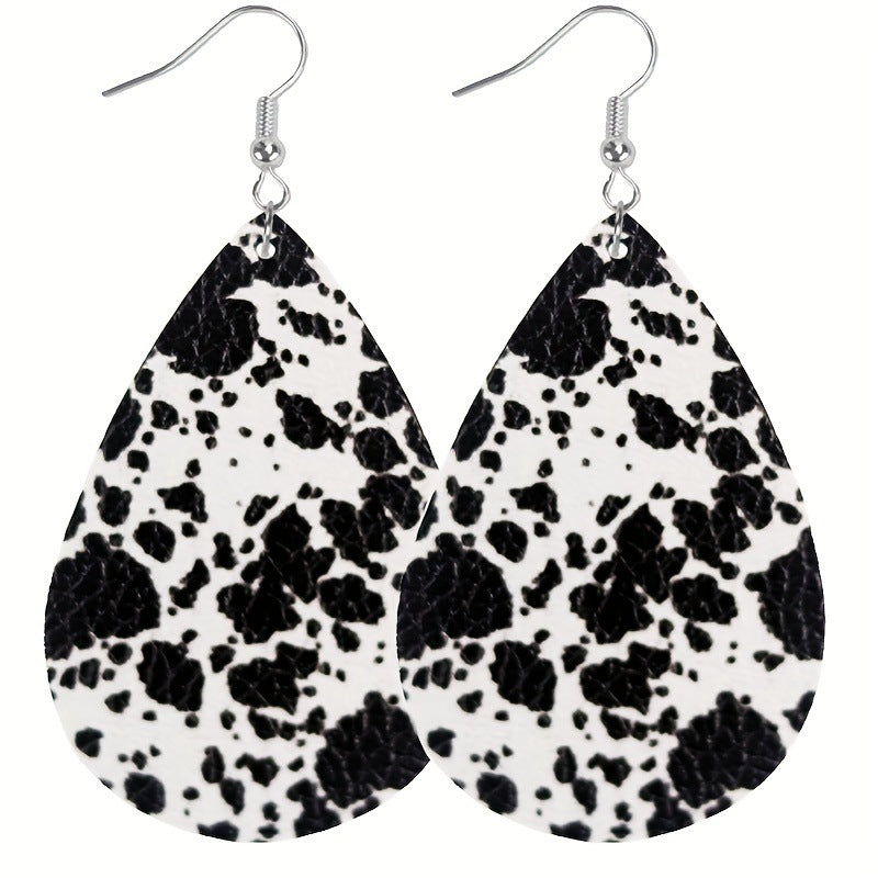 Wholesale Leopard Print Cow Pattern Women's Leather Earrings