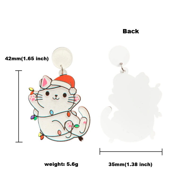 Wholesale Christmas Tree Rainbow Koala Dinosaur Cactus Gingerbread Man Acrylic Earrings ACC-ES-XP012