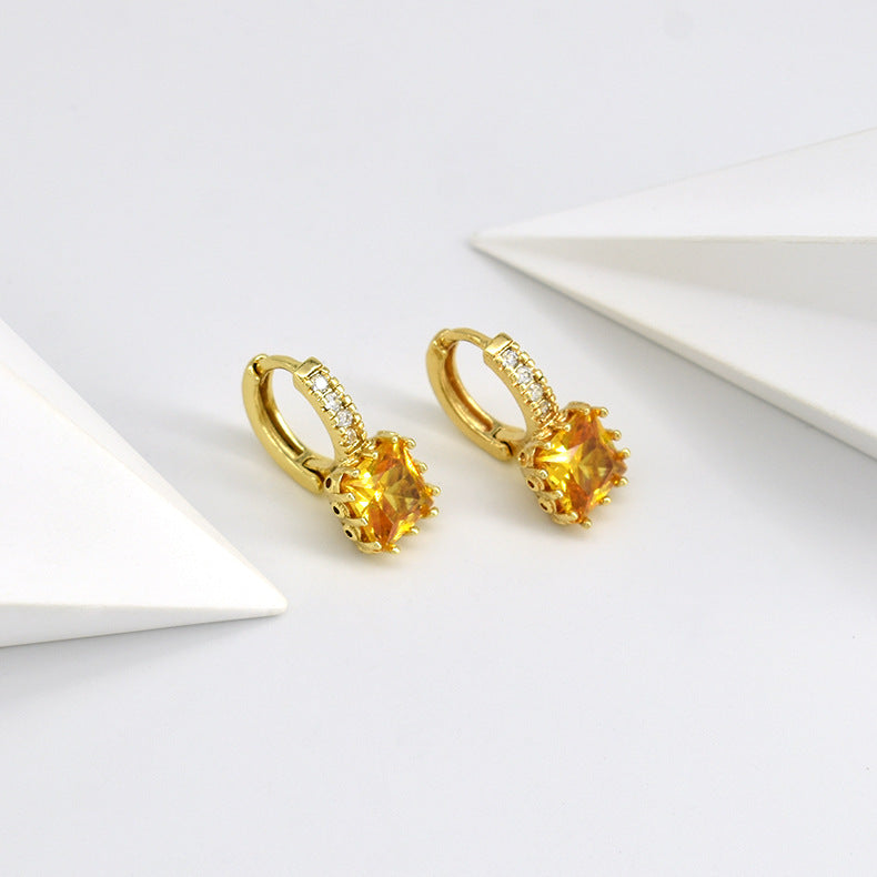 Wholesale Copper Square Zircon Earrings