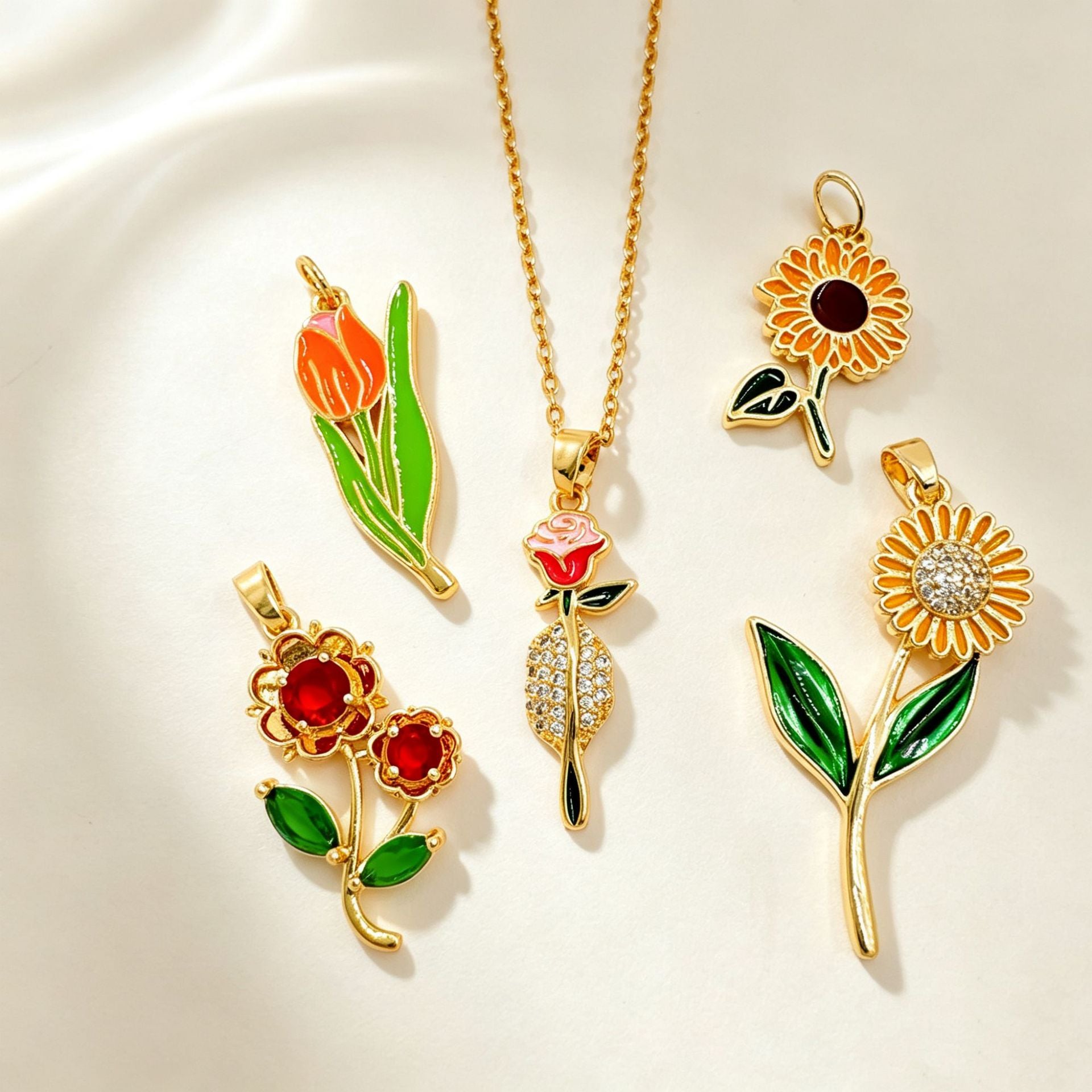 Wholesale Electroplated Copper Rose Flower Pendant Necklace,  Jewelry Accessory for Girls