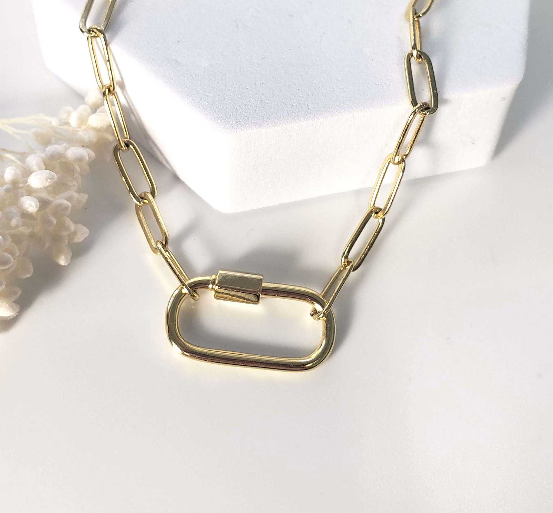 Wholesale Stainless steel basic movable chain pendant necklace vacuum plated in the furnace versatile women' s necklace