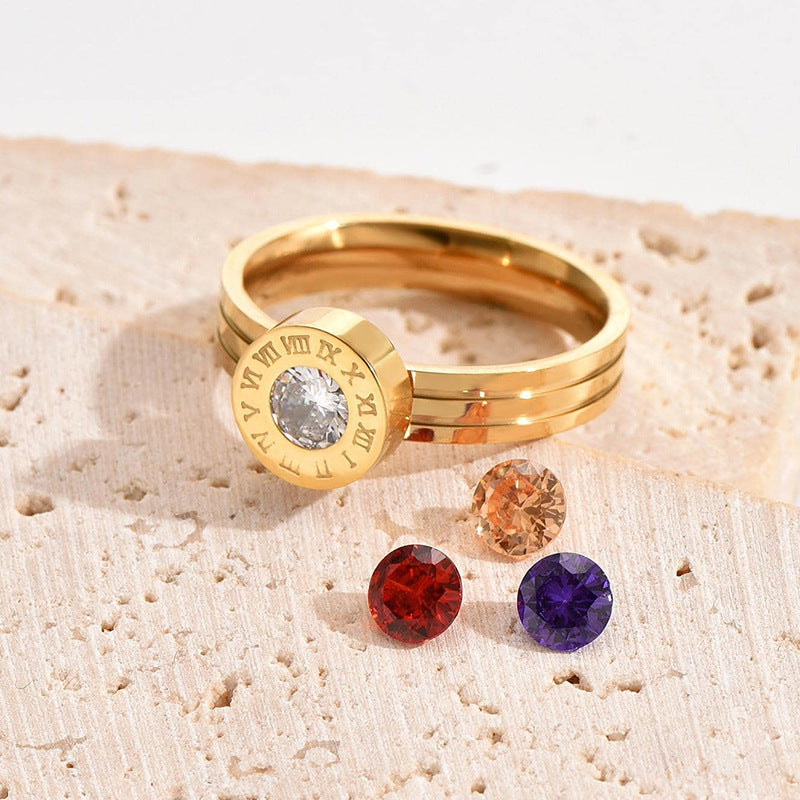 Wholesale Stainless steel ring with zircon setting