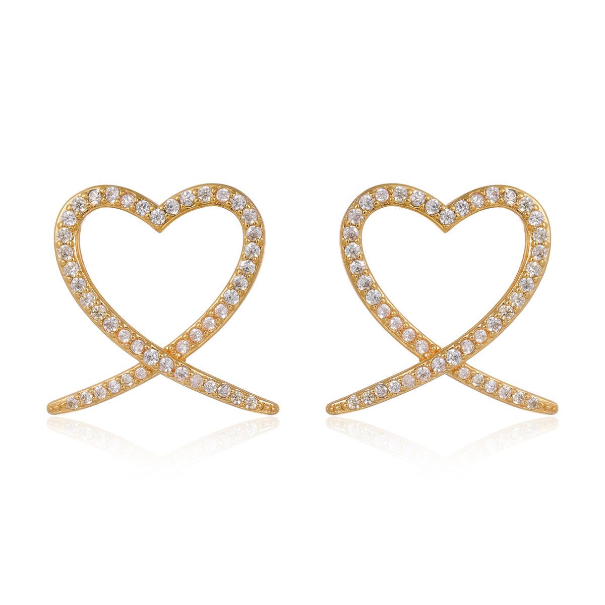 Wholesale stainless steel  earrings micro-inlay love light luxury jewelry earrings