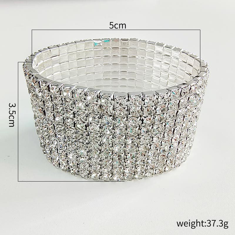 Wholesale Simple Bracelet with 8 Rows of Diamonds and Shiny Bracelets Necklace Set ACC-BT-ChenRui001