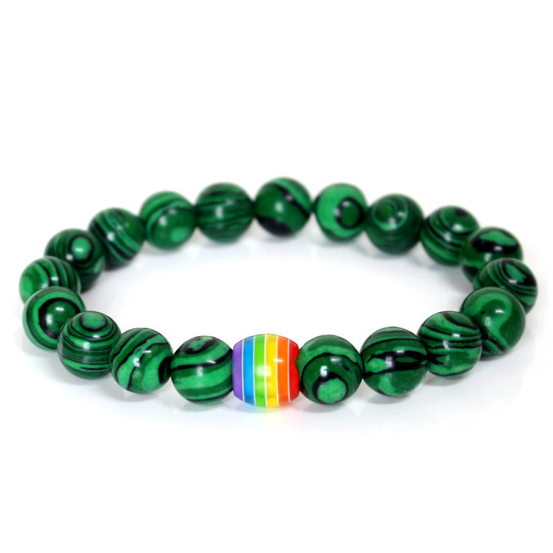 Wholesale LGBT Rainbow Volcanic Stone Beaded Bracelet Hand Made Miyuki ACC-BT-ZhongH022
