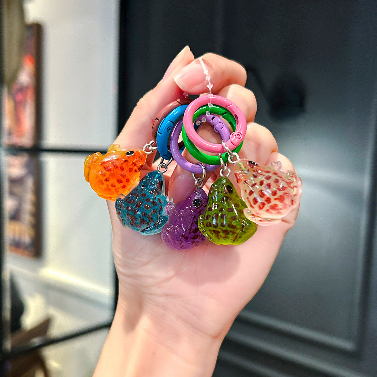 Wholesale Three-Dimensional Luminous Little Frog Color Keychain