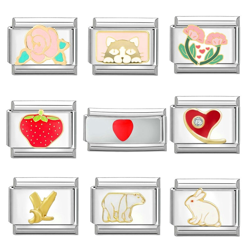 Wholesale Italian Charm Bracelet 9mm DIY Splicing Creative Pattern Stainless Steel Composable Bracelet