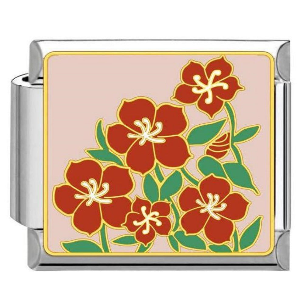 Wholesale Titanium Steel Enamel Flower Pattern Italian Charm Bracelet,  DIY Bracelet for Jewelry Making,  Fashion Accessory