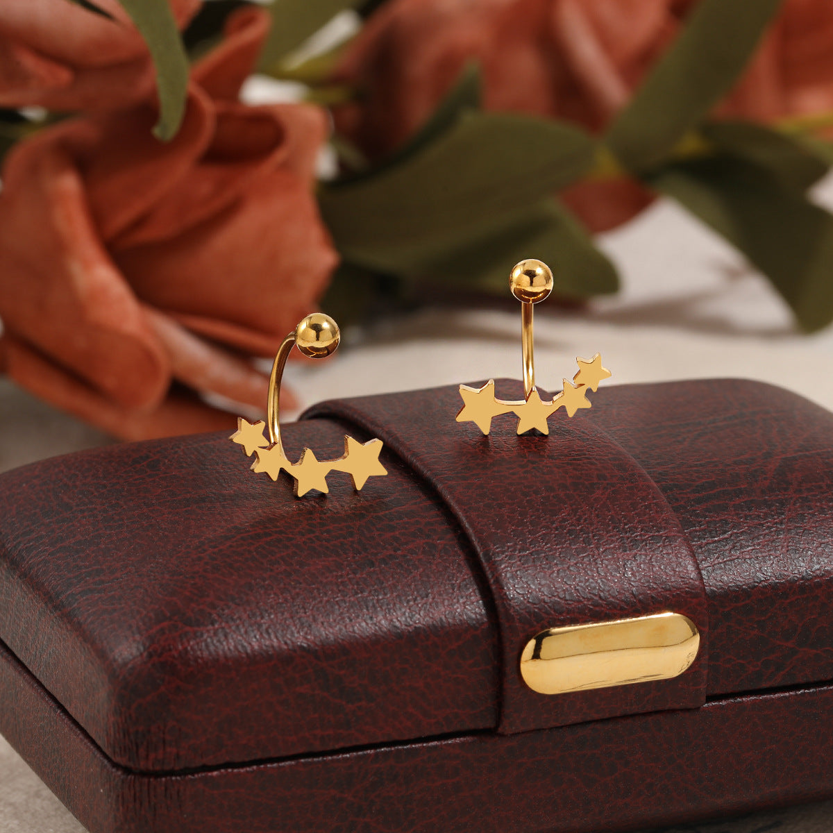 Wholesale Five Corner Star Ear Nail  Titanium Steel Earrings