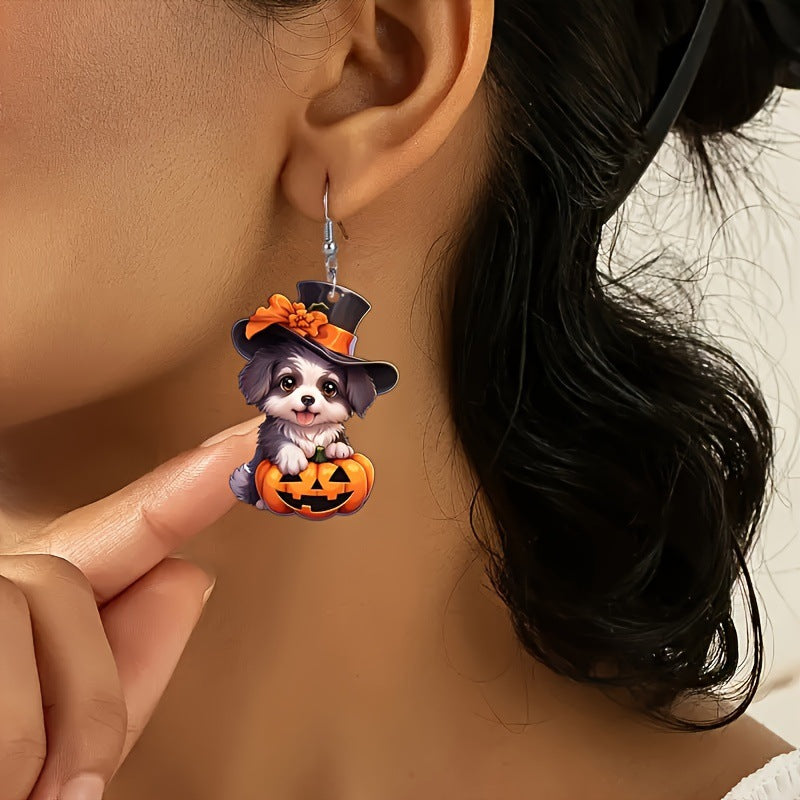 Wholesale Acrylic  Earrings Cute Cartoon Pumpkin Ghost Dark Style Party Jewelry Accessory