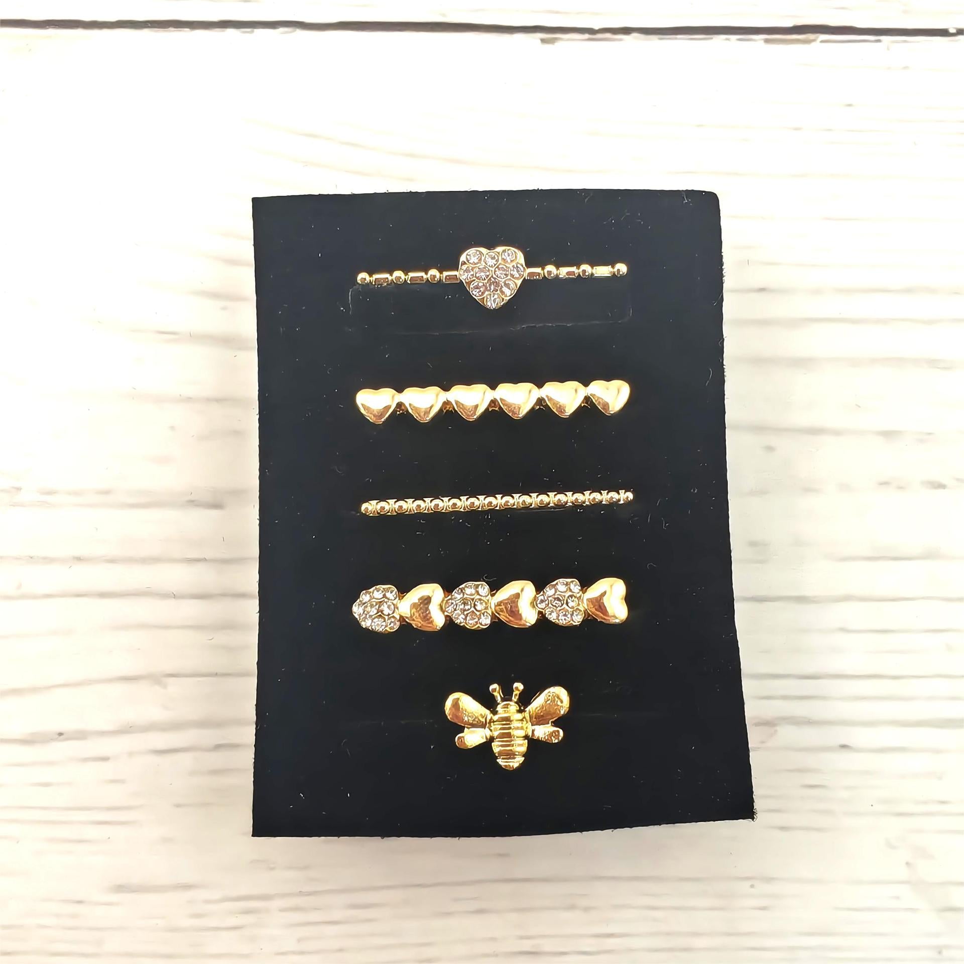 Wholesale Gold Love Themed Band Charms Set Of 5 For Everyday Wear Fashion Jewelry Accessory