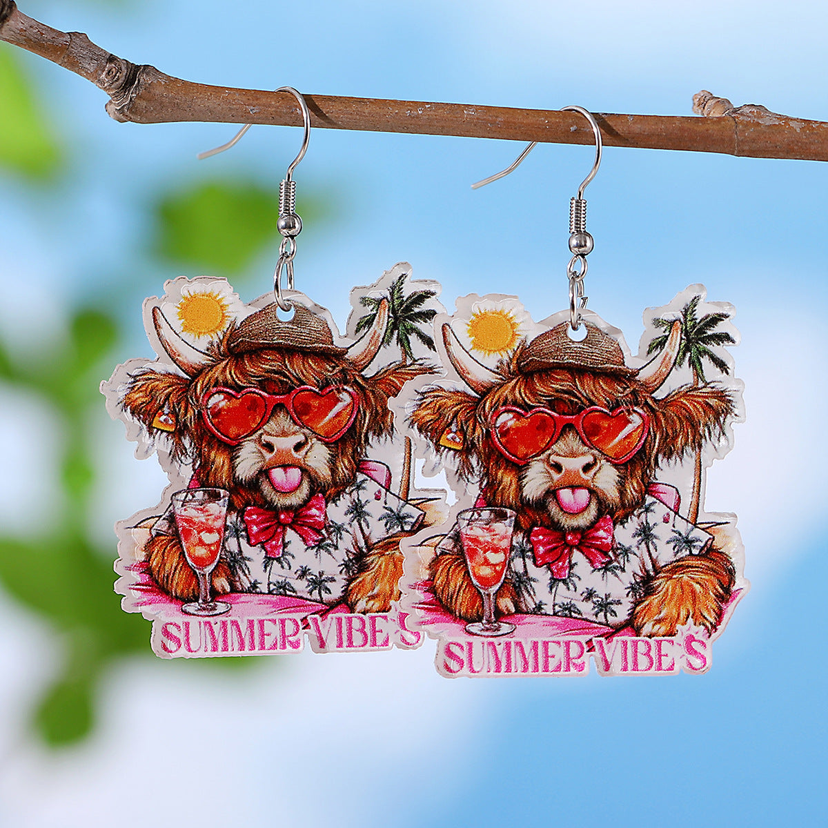 Wholesale  Holiday Style Western Style Swimming Ring Alpine Cow Sunglasses  Acrylic  Earrings