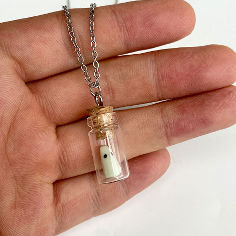 Wholesale  Cute Luminous Ghost Bottle Pendant Necklace