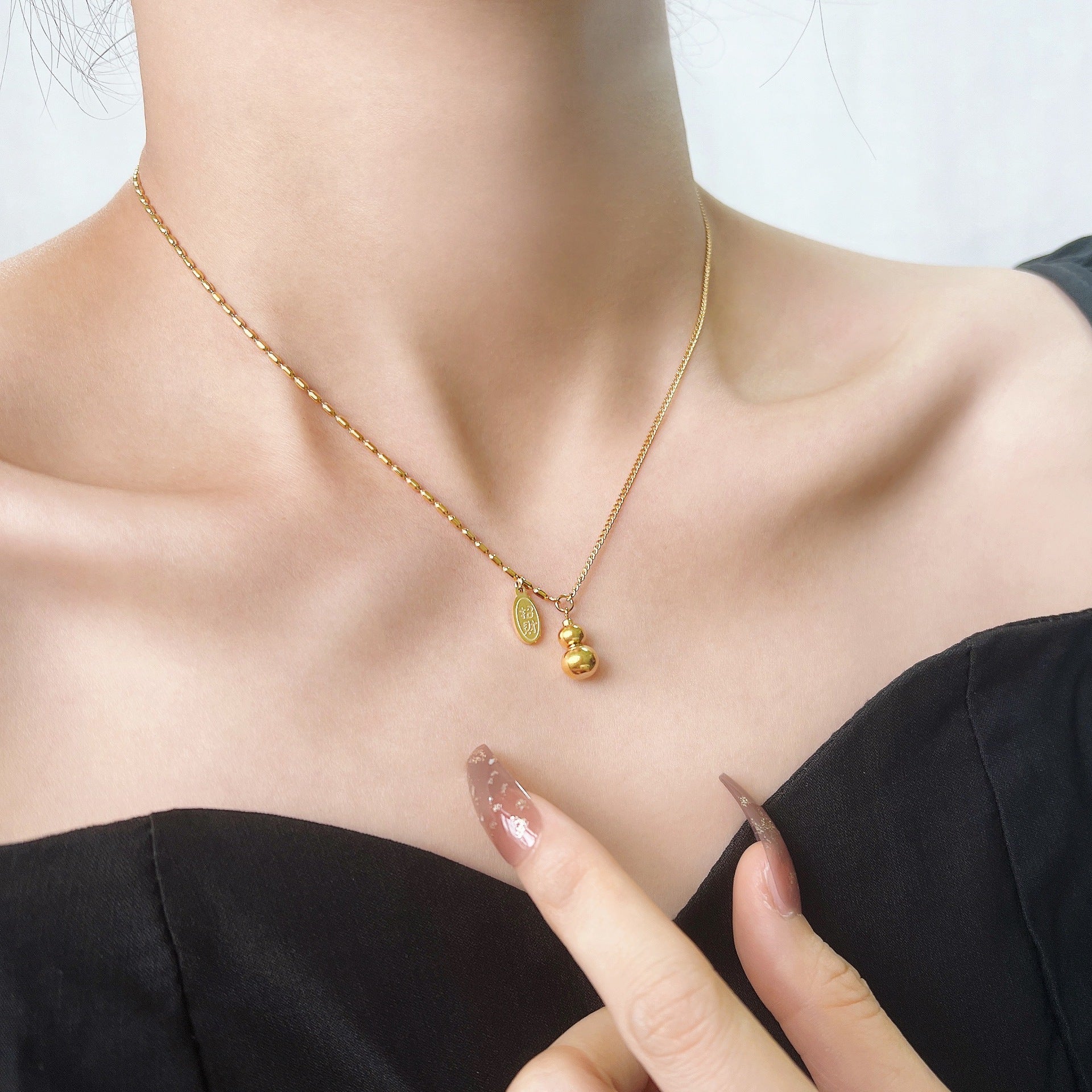 Wholesale Titanium Steel Lucky Gourd Necklace  Lucky Treasure Chain