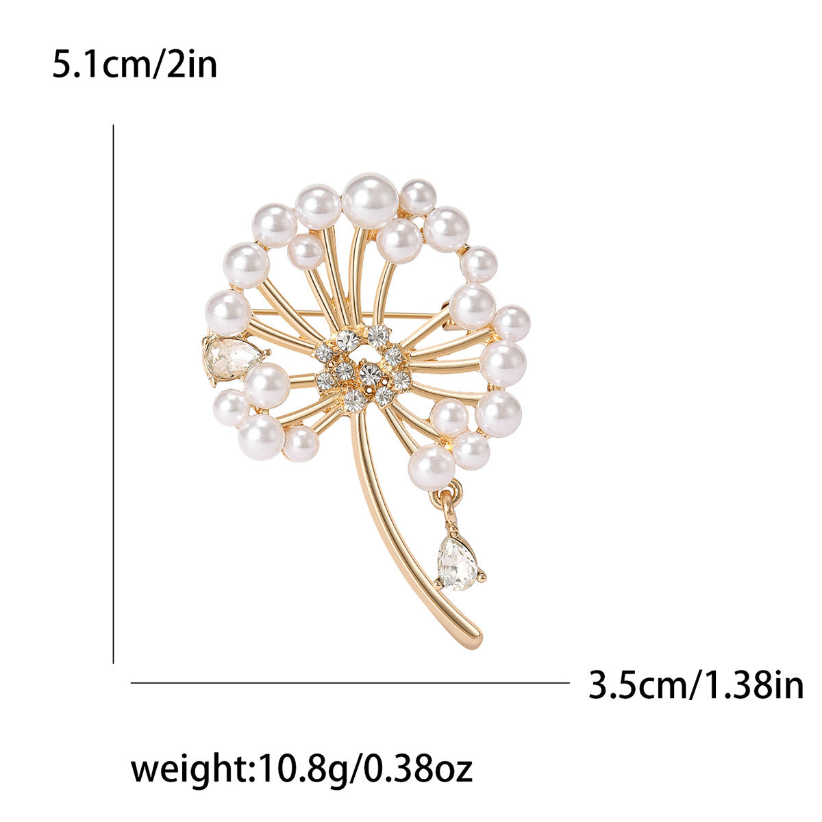 Wholesale Chic Dandelion Pearl Flower Brooch Alloy Pin For Women Casual Shawl Clasp Fashion Accessory