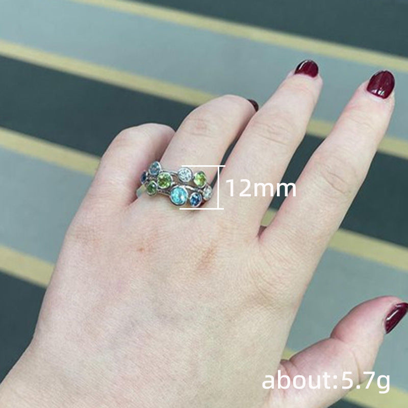 Wholesale Stylish Copper Zircon Ring Geometric Sweet Cool Women' s Jewelry Accessory