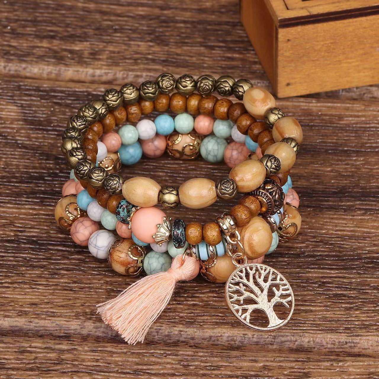 Wholesale Bohemian Multi-layer Wood Beads Beaded Bracelet ACC-BT-FengLi006
