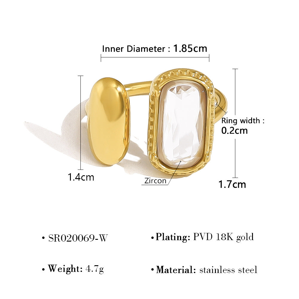 Wholesale  stainless steel glass zirconium exaggerated ring