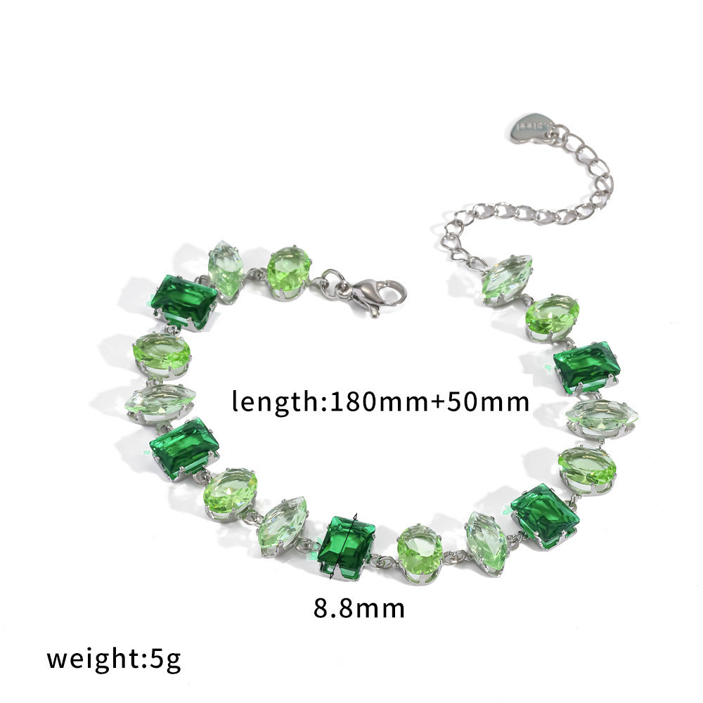 Wholesale Trendy Geometric Stainless Steel Bracelet with Cubic Zirconia,  Mixed Colors,  Unisex Fashion Accessory for Everyday Wear