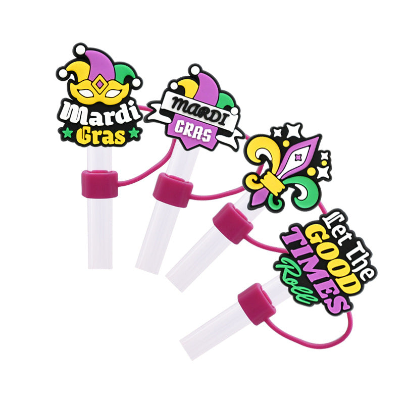 Wholesale Random 100pcs Carnival Series Straw Cover 10MM Straw Tube Cap