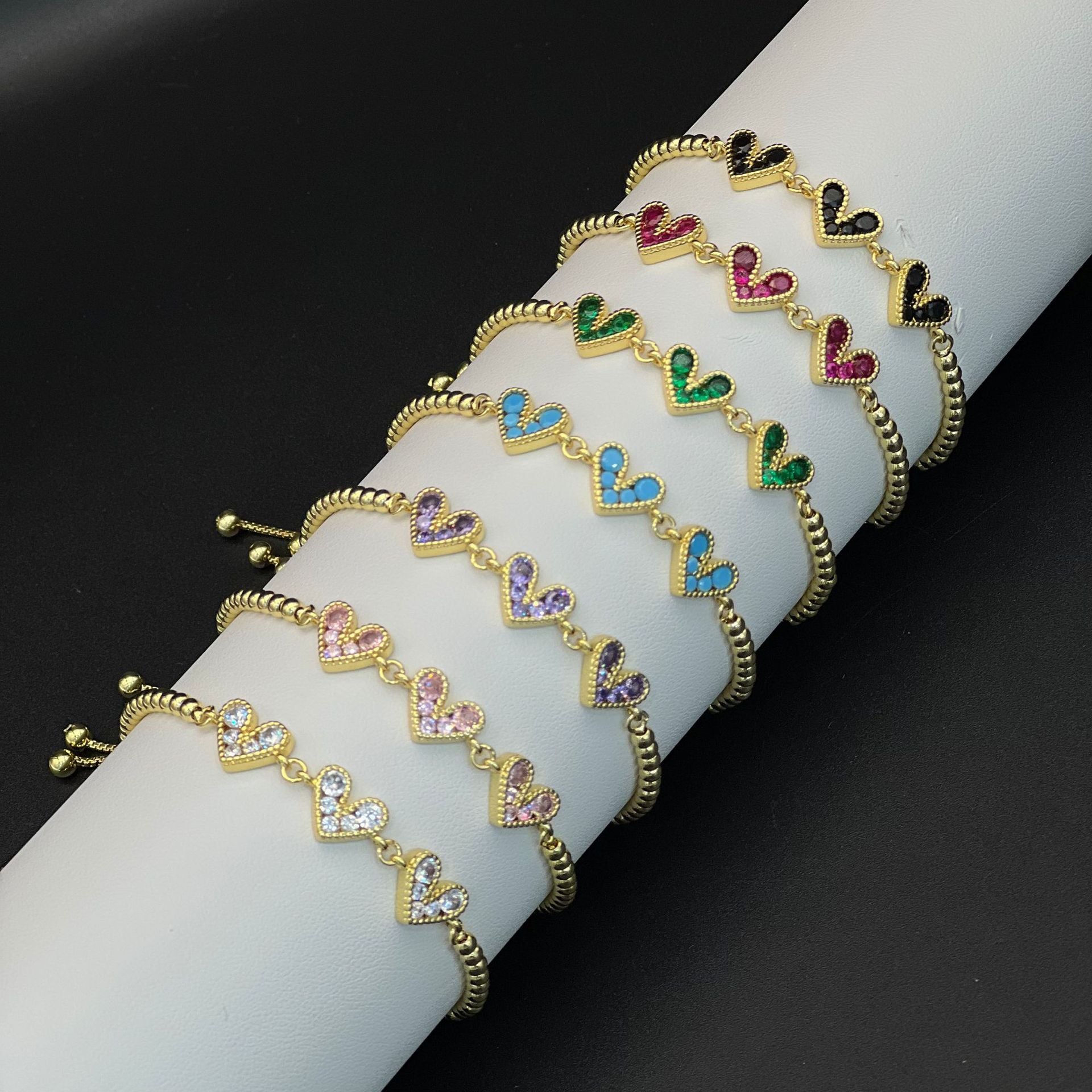 Wholesale Stainless steel heart-shaped zircon bracelet