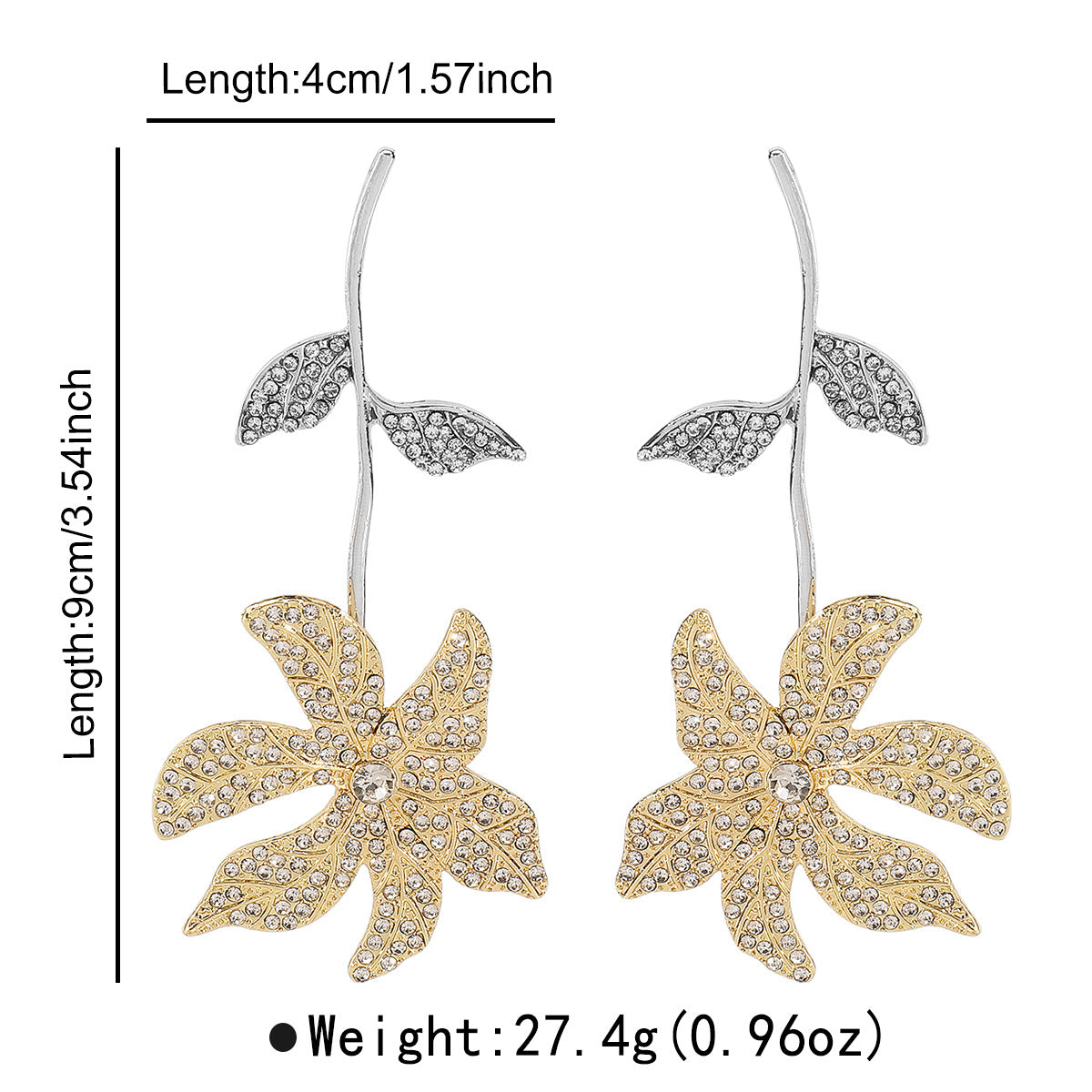 Wholesale personality temperament classic rhinestone flower earrings
