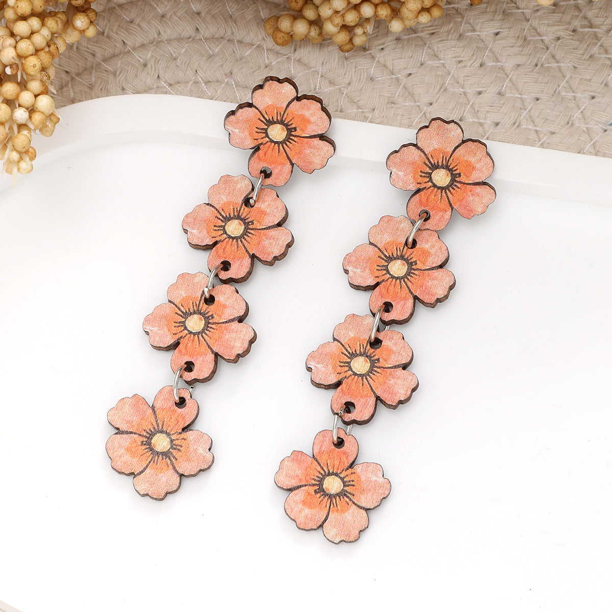 Wholesale  wooden tassel pendant earrings