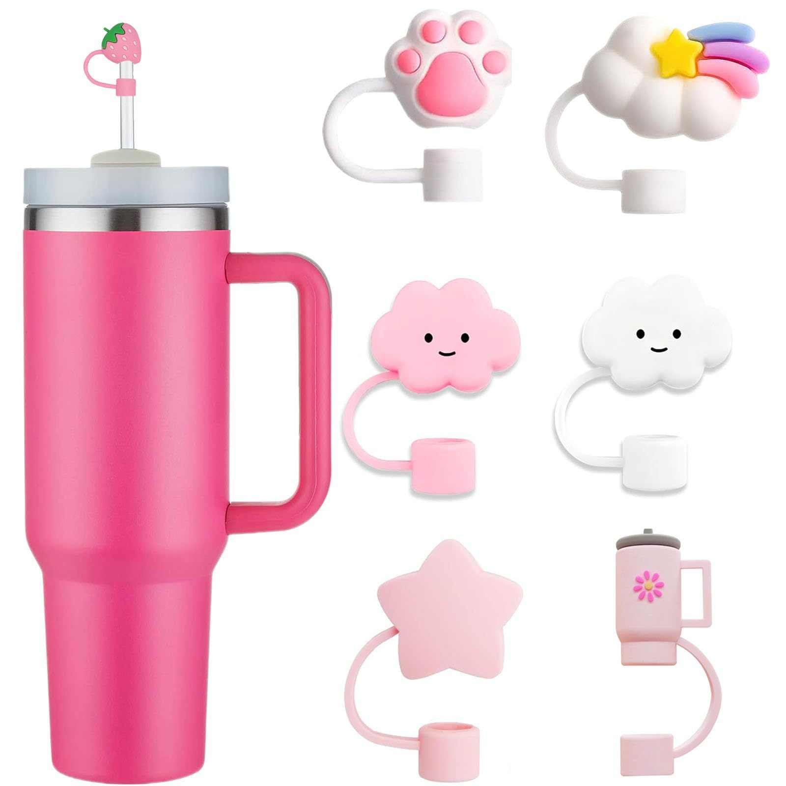 Wholesale  Cartoon Animal Rabbit Panda 10mm PVC Soft Straw Tube Cap