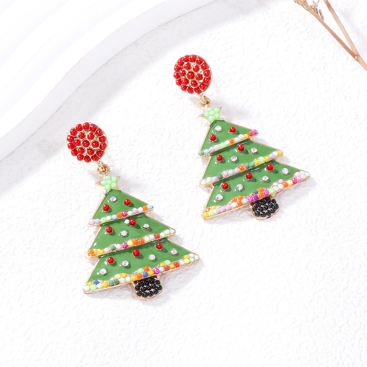 Wholesale Christmas Cartoon Christmas Tree Oil Drop Earrings ACC-ES-JuJia011