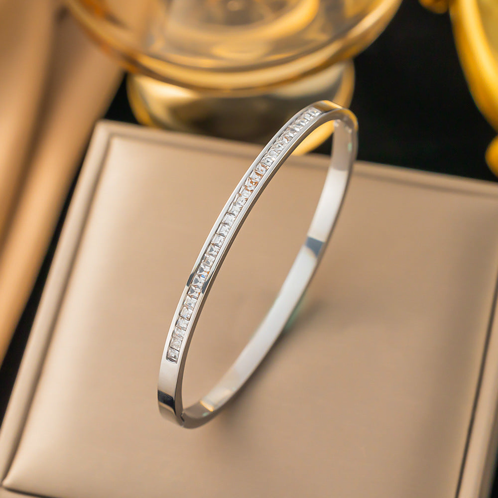 Wholesale Diamond Electroplated Zircon Titanium Steel Bracelets ACC-BT-Yibao008