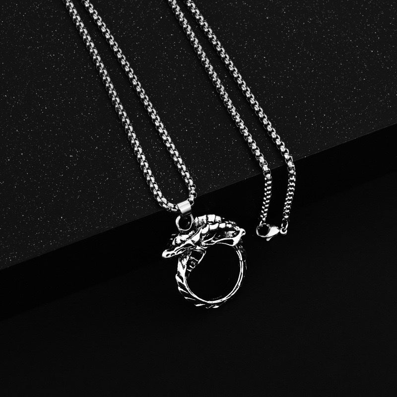 Wholesale Retro Snake Tail Pendant Necklace for Men,  Trendy Hip Hop Chain,  Boutique Resale Jewelry Accessory
