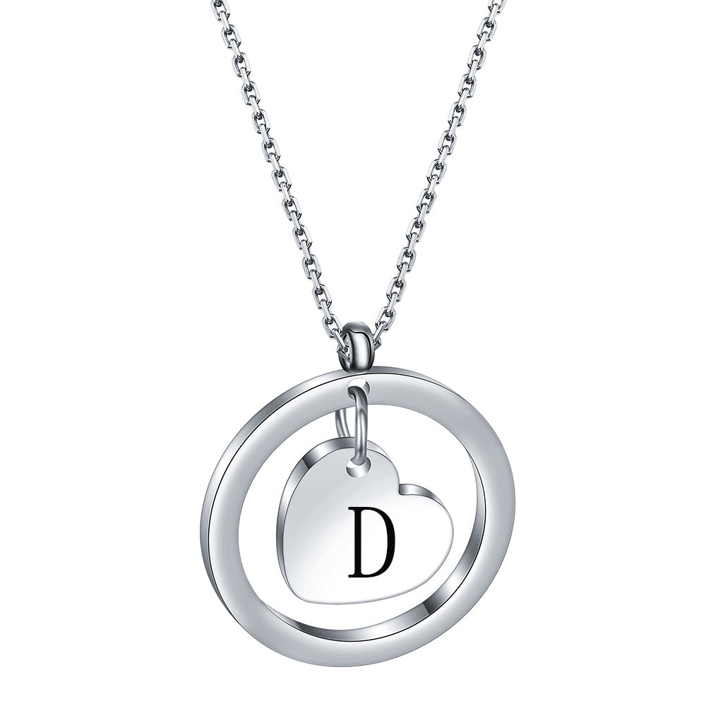 Wholesale 304 Stainless Steel 26 Letters Round Hollow Love Initials Necklace ACC-NE-ZhongZhe003