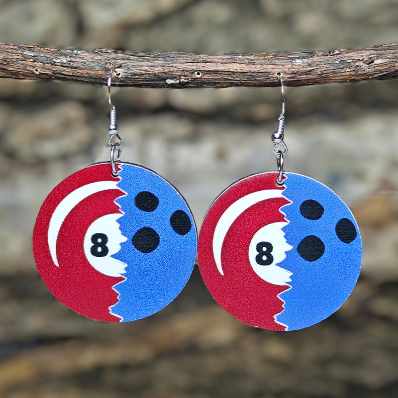 Wholesale Sports Wind Earrings Football Basketball Billiards Baseball Stitching Leopard Earrings