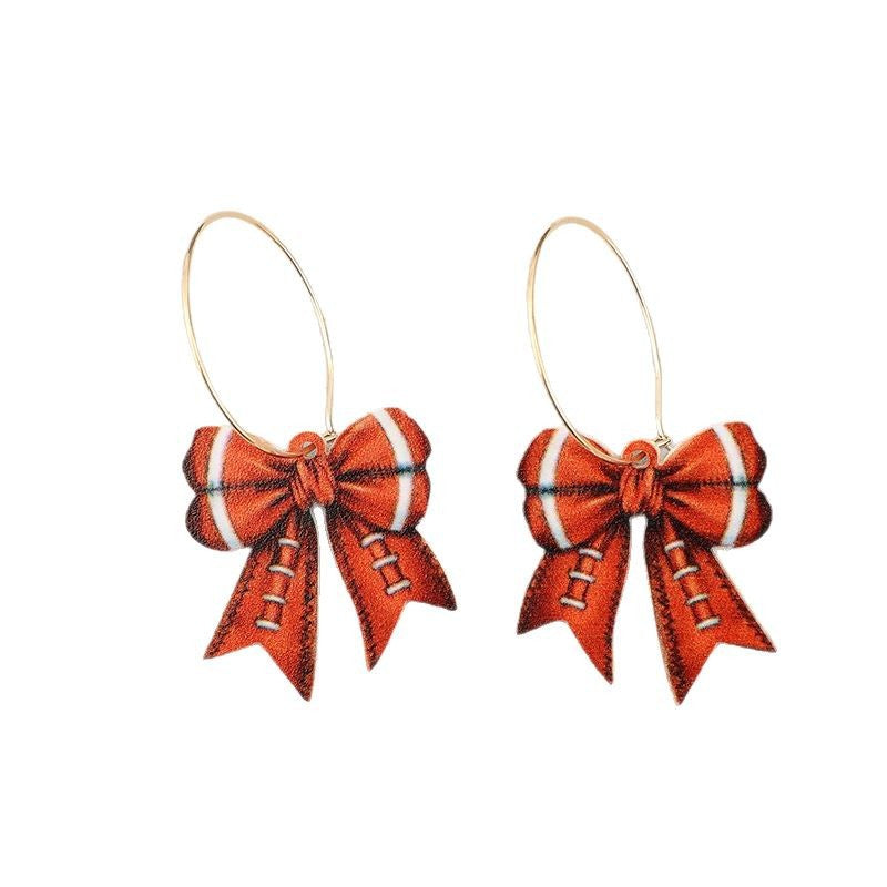 Wholesale Bow Rugby Acrylic Earrings