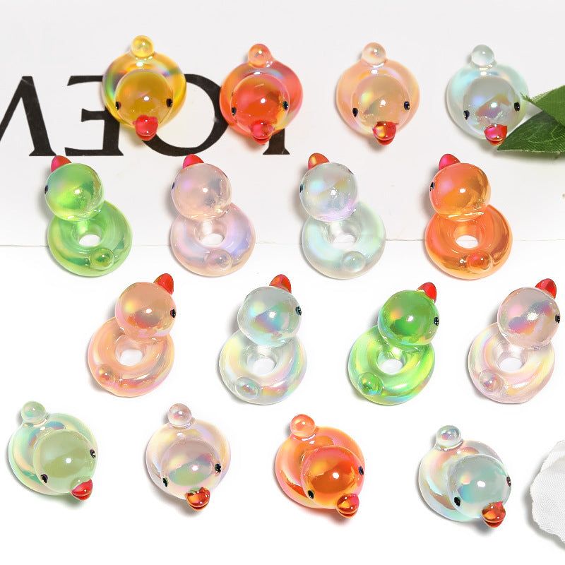 Wholesale 50pcs Cartoon Transparent Swimming Ring Duck Beaded DIY Resin Jewelry Accessories ACC-BDS-BLG118