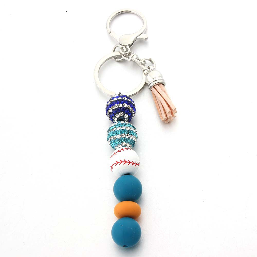 Wholesale Stripe Diamond Ball Beads Silicone Beaded Keychain ACC-KC-JinAn004