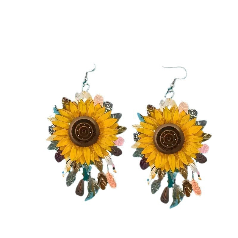 Wholesale  Promising Sunflower Acrylic Earrings