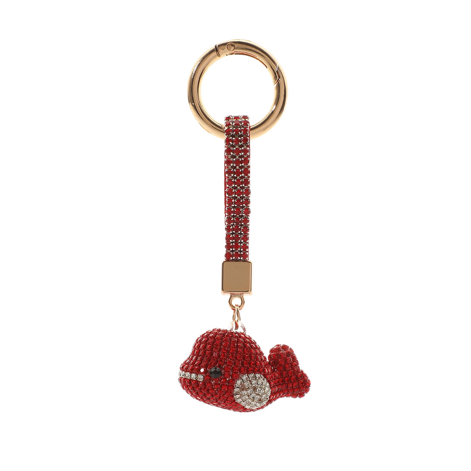 Wholesale Red Rhinestone Dolphin Keychain,  Trendy Bag Charm Car Key Accessory for Boutique Resale