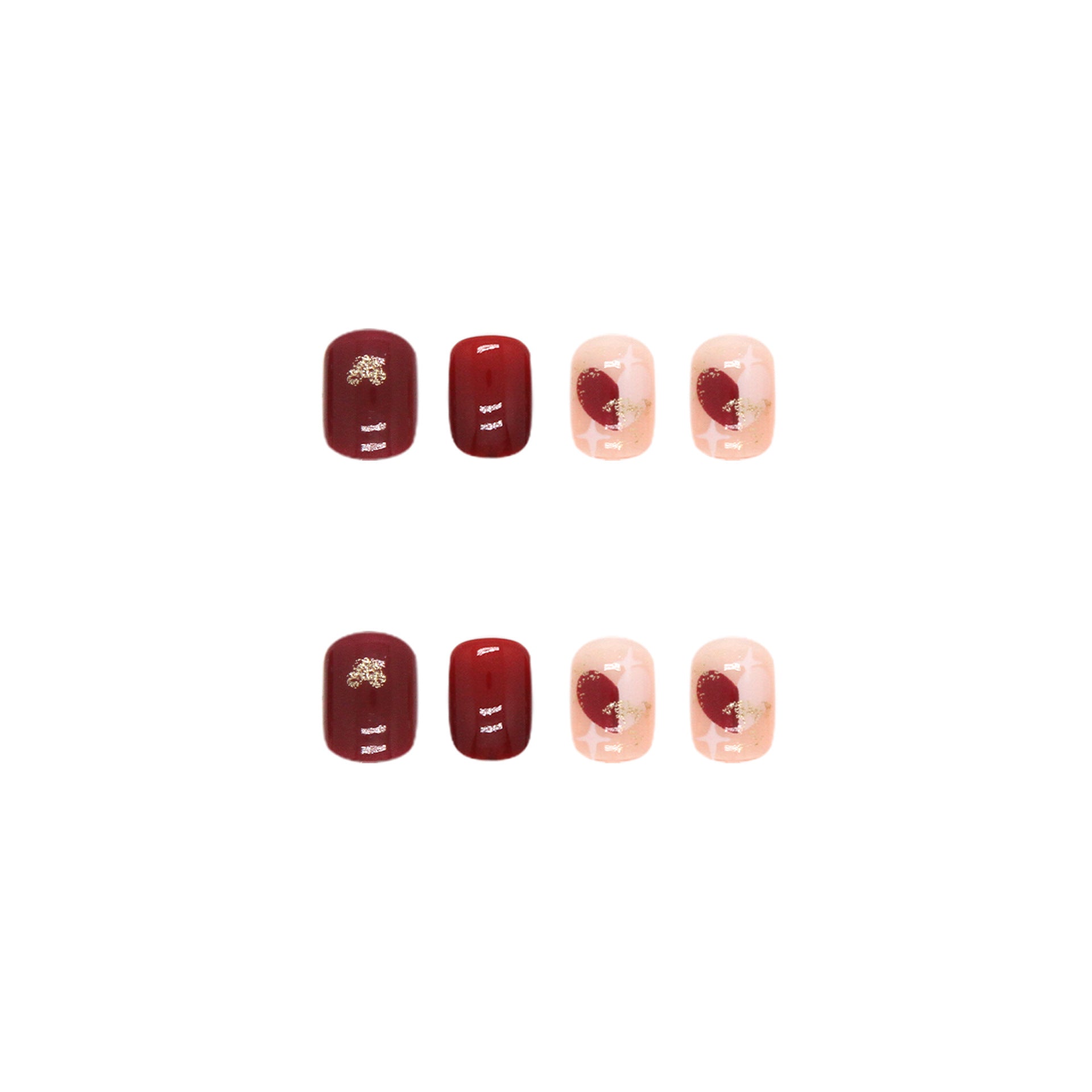 Wholesale 24 Pieces/box Red Chessboard Heart Nails Kits Nail Stickers