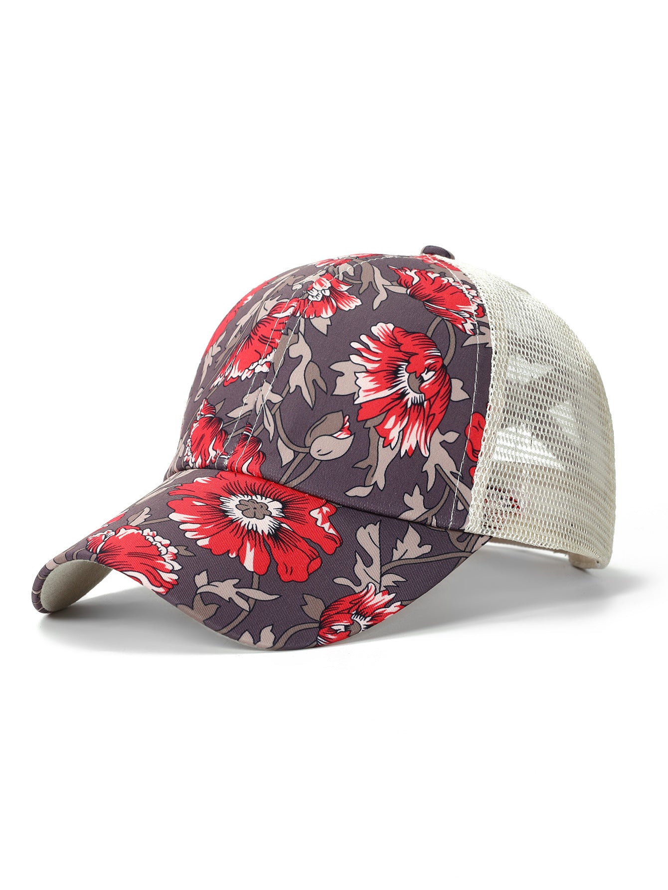 Wholesale Trendy Peony Digital Print Baseball Cap Wide Brim Sun Hat Fashion Accessory Boutique Gift