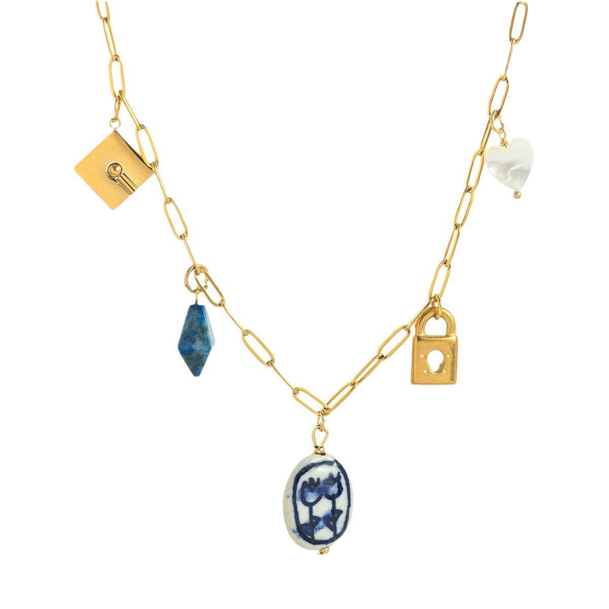 Wholesale Titanium Steel Clavicle Chain Love  Retro Lock Necklace Light Luxury  Flower Necklaces