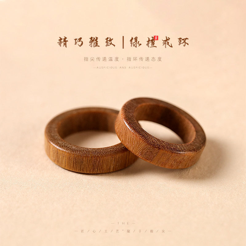 Wholesale Green Sandalwood Flat Plain Ring