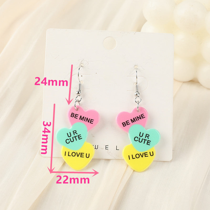 Wholesale double-sided acrylic Valentine's Day Love earrings