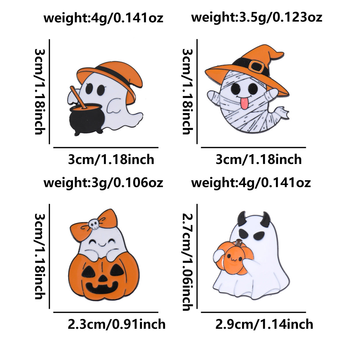 Wholesale Cute  Ghost Brooch Pin Set Zinc Alloy Cartoon Badge Pumpkin Bat Designs Boutique Bag Charm Accessory