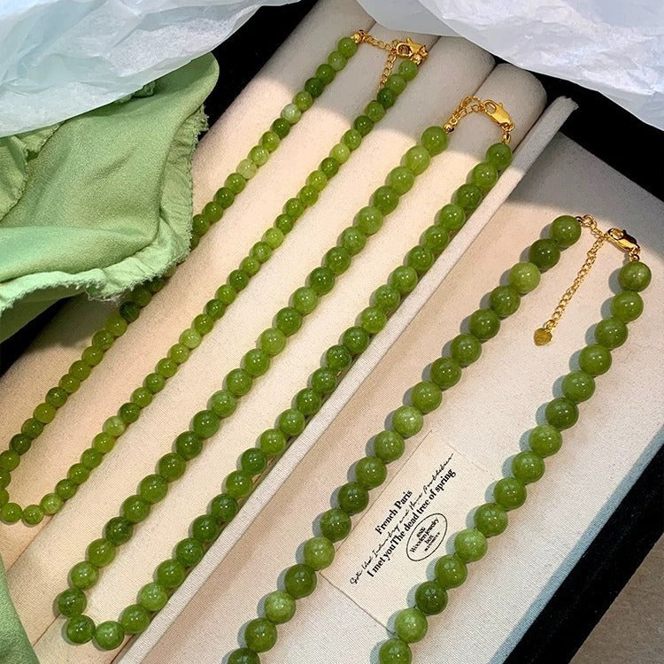 Wholesale Geometric Layered Agate Beaded Necklace Green 6mm Multi-layer Jewelry Accessory